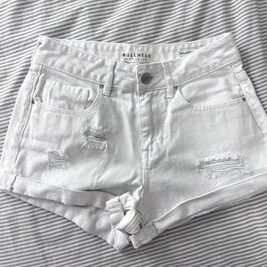 white pacsun high rise jean shorts